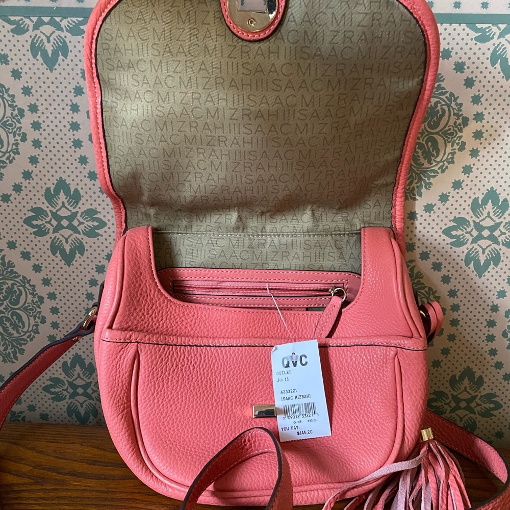 SOLD NWT Isaac Mizrah Crossbody purse. Hot color for Spring. - Picture 3 of 15
